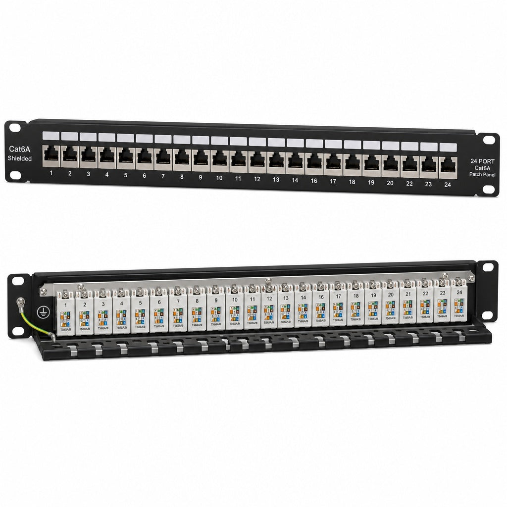 24 Port Cat6A Shielded Patch Panel