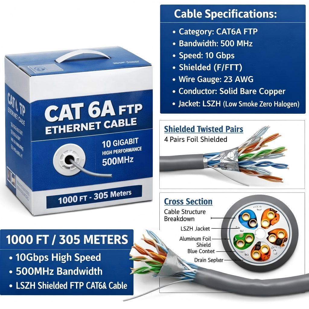 FTP CAT6A Shielded Ethernet Cable