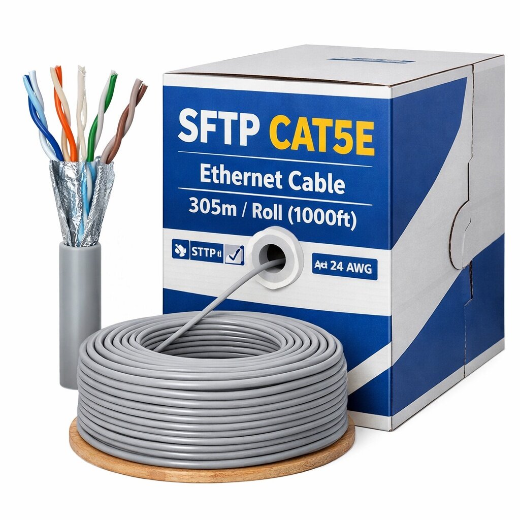 SFTP CAT5E Shielded Ethernet Cable PVC Jacket