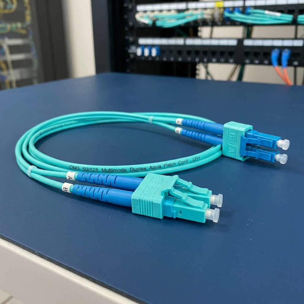 LC-LC OM3 Duplex Fiber Patch Cord | 50/125μm Multimode Fiber Optic Cable