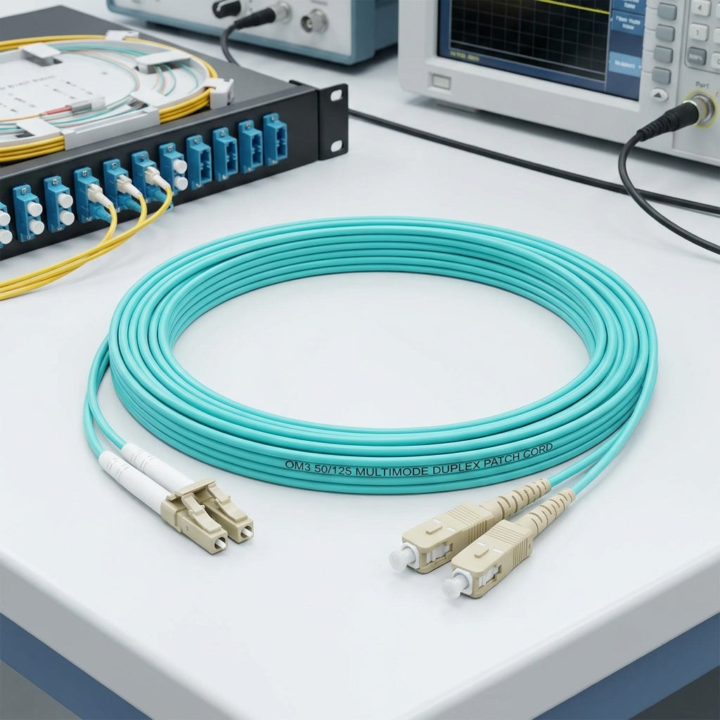 LC-SC OM3 Duplex Fiber Patch Cord | 50/125μm Multimode Fiber Cable