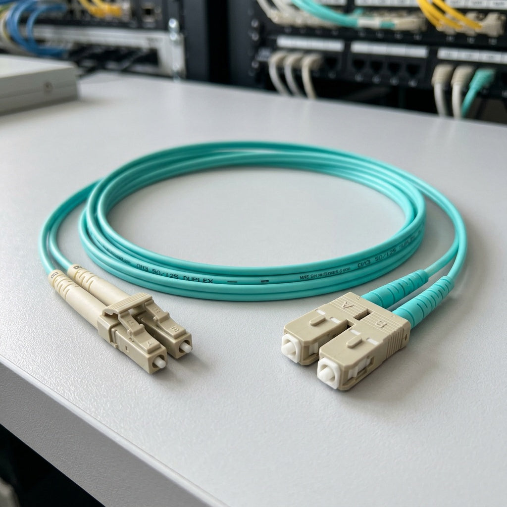 LC-SC OM3 Duplex Fiber Patch Cord | 50/125μm Multimode Fiber Cable
