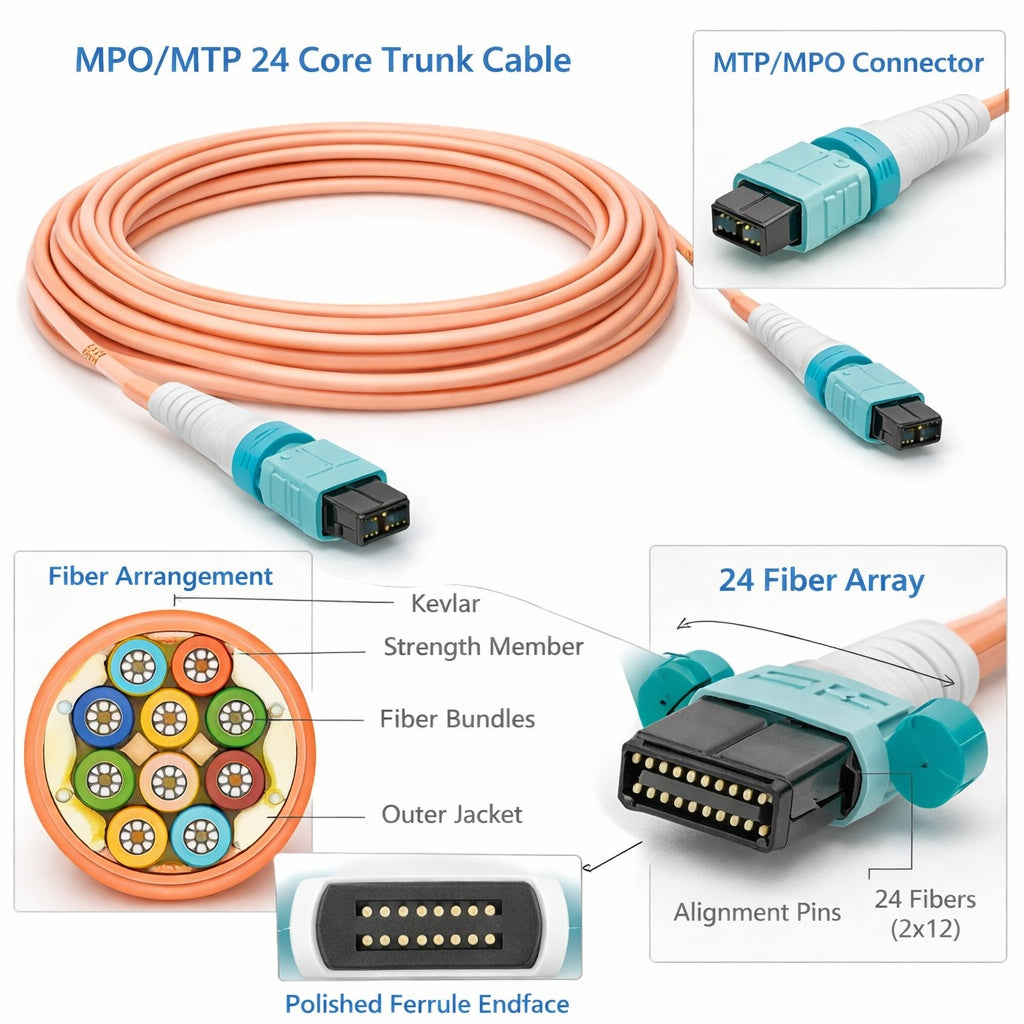 MPO/MTP 24 Core Trunk Cable | Ultra High Density Data Center Fiber Cable