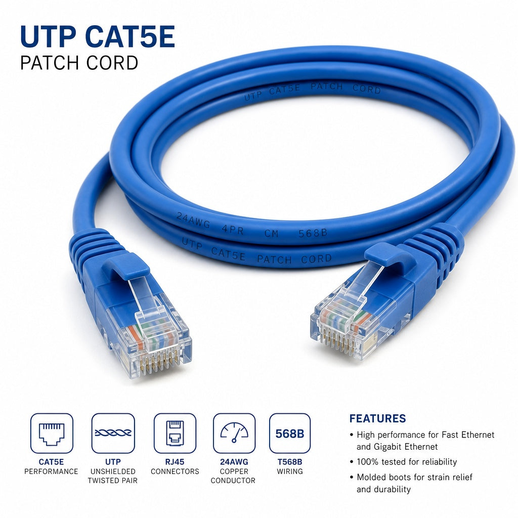 UTP CAT5E Patch Cord – High-Speed Unshielded Ethernet Network Cable
