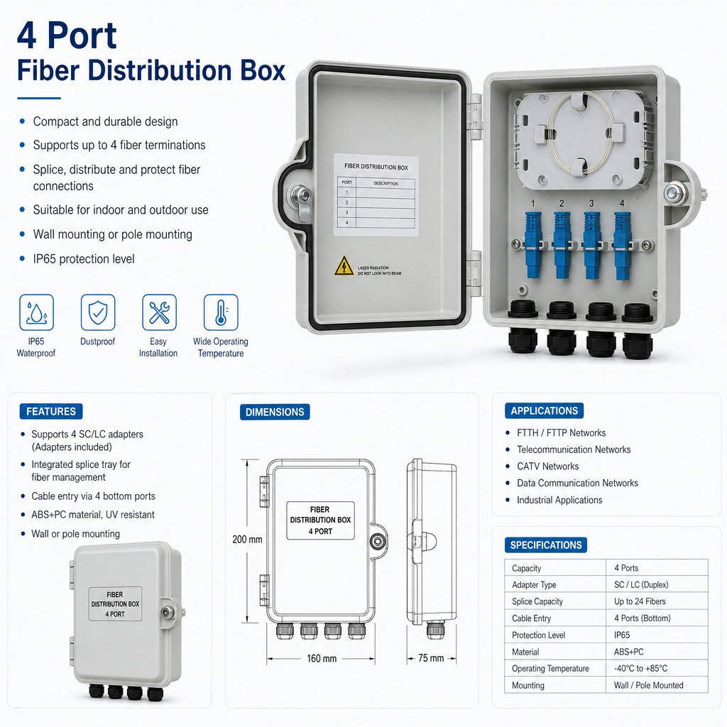 4 Port Fiber Distribution Box