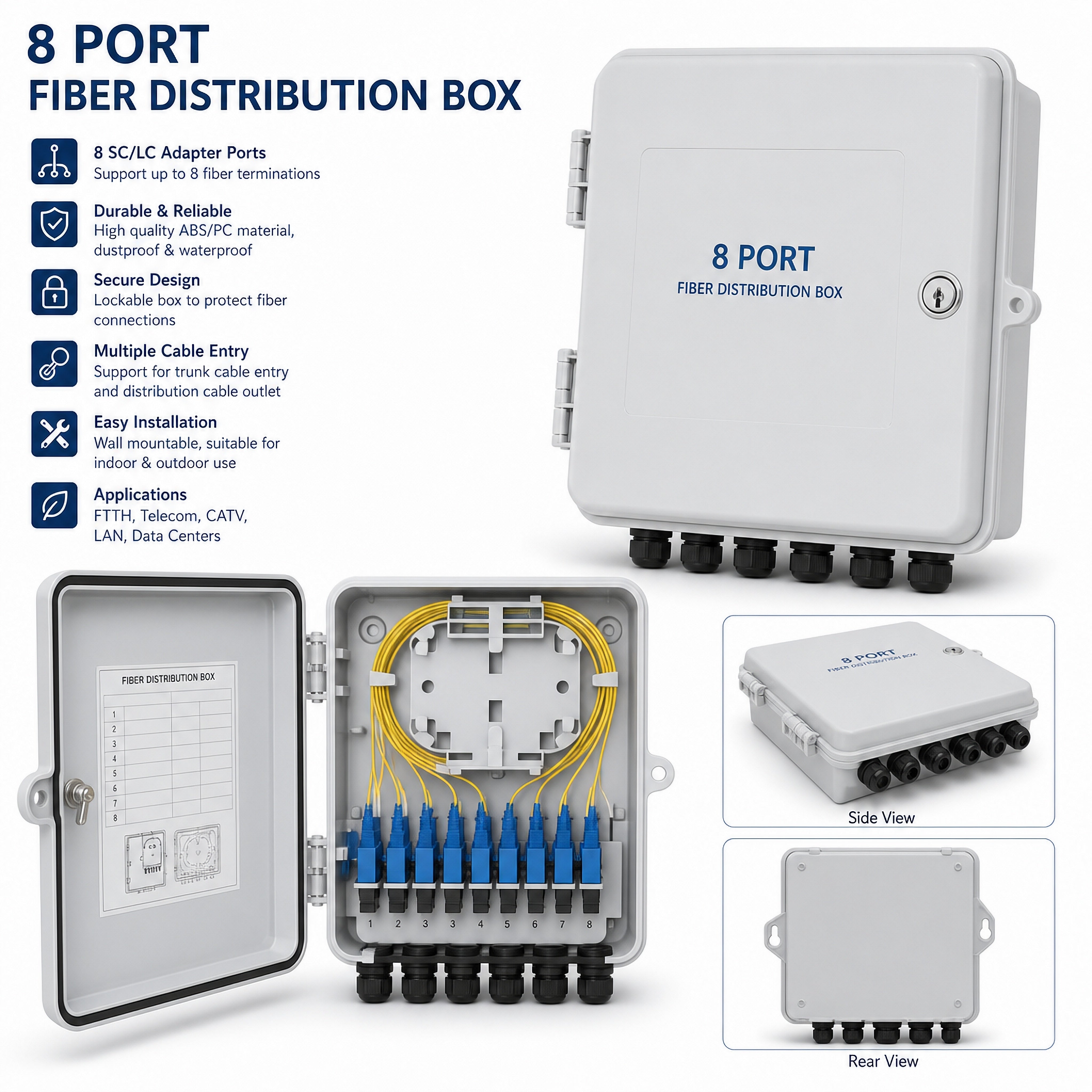 8 Port Fiber Distribution Box