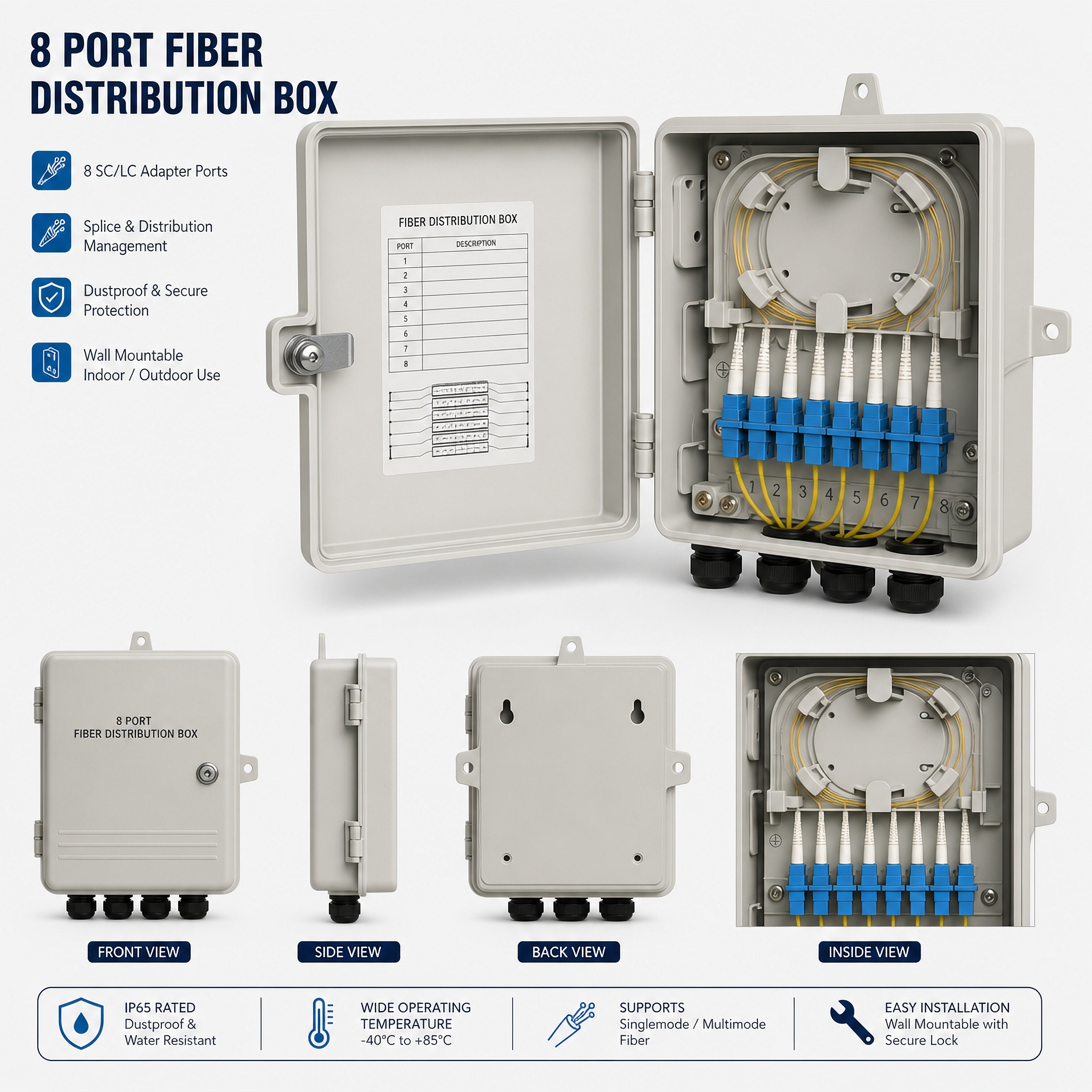 8 Port Fiber Distribution Box