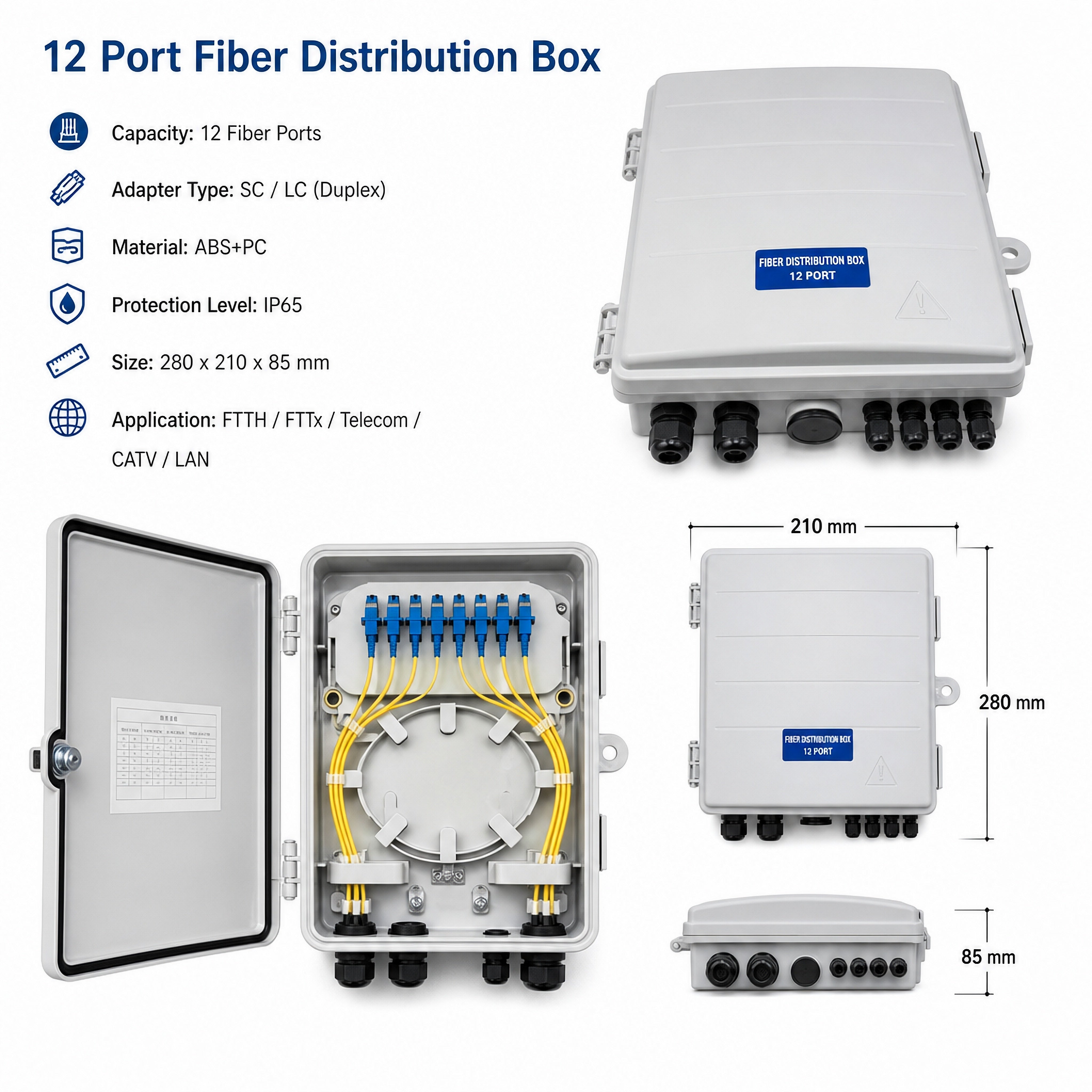 12 Port Fiber Distribution Box