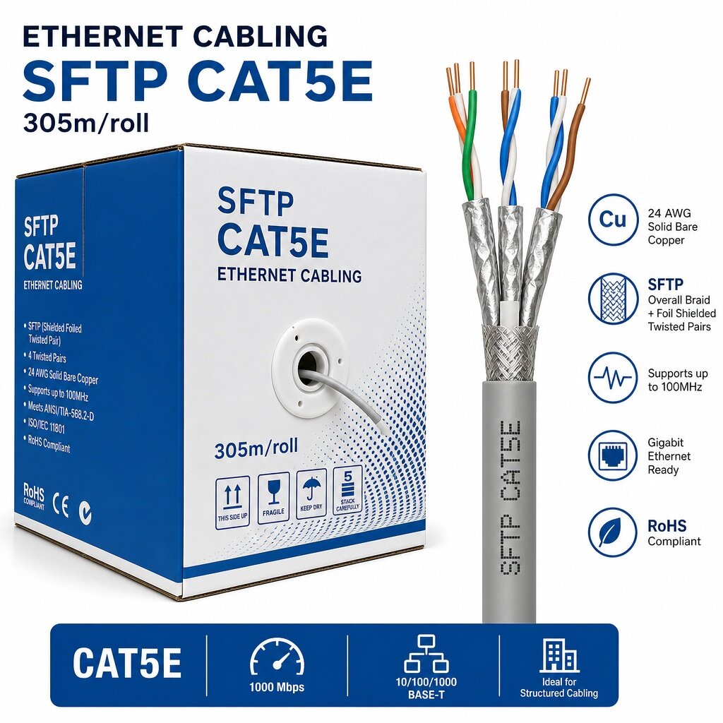 SFTP CAT5E Shielded Ethernet Cable LSZH Jacket